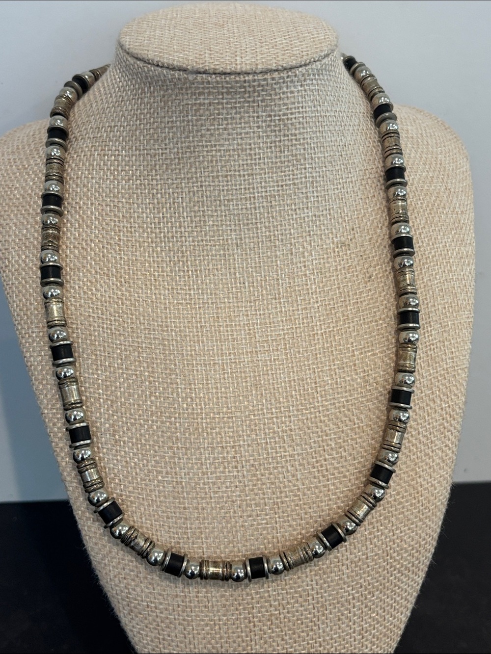 Panama Jack Black & Silver Tone Beaded Surfer Necklace